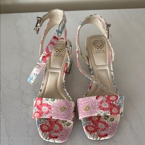 Vince Camuto Pink and Blue Sandals with Floral Design